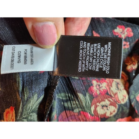 Torrid Black Floral Shimmer Chiffon Long Bell Sleeve Babydoll Plus Size Large 2x - Picture 8 of 10